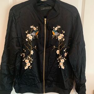 Zara - Satin embroidered bomber jacket, size L